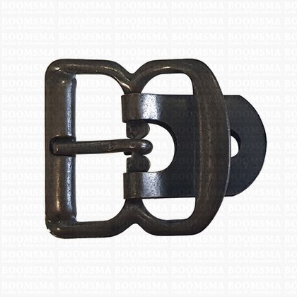 Centre bar buckle with plate small - 22 mm antique brass plated / nearly black 22 mm - pict. 1