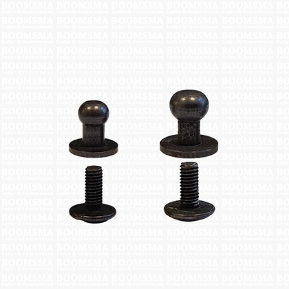 Button studs nearly black MEDIUM  A: bal Ø 6 mm - B: 4 mm, C: total height 9 mm (per 10) - pict. 1