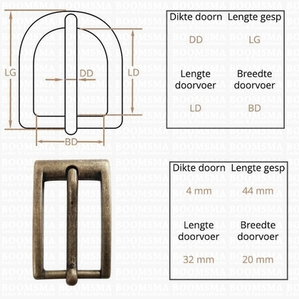 Ceintuurgesp 20 mm antique brass plated version 3a - pict. 2