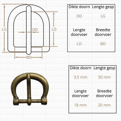 Ceintuurgesp 20 mm antique brass plated version 6 - pict. 2