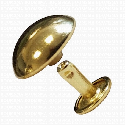 Rivets: Domed rivet gold Ø 15 mm, pin 9 mm (per 10) - pict. 1