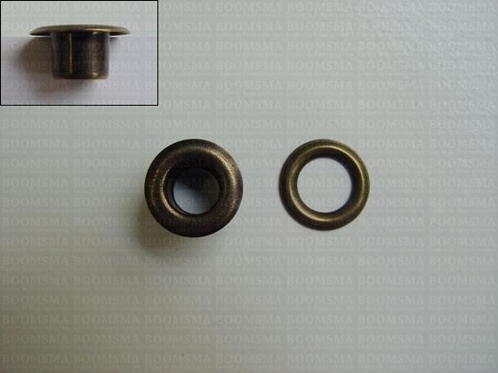 Eyelets: Eyelet 1450R + washer antique brass plated 11,8 × 6 × 6 mm (widht × hole × hight), 1450R + washer (per 1000 (M/pk)) - pict. 2