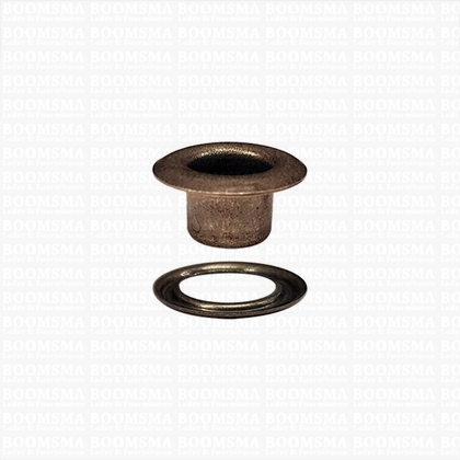 Eyelets: Eyelet 1450R + washer antique brass plated 11,8 × 6 × 6 mm (widht × hole × hight), 1450R + washer (per 1000 (M/pk)) - pict. 1