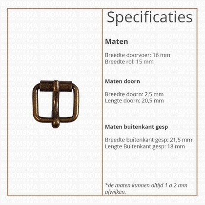 Roller buckle slim antique brass plated 16 mm - pict. 2