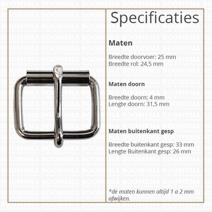 Roller buckle slim silver 25 mm, Ø 3,5 mm (ea) - pict. 2