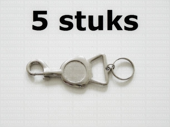 Sleutelhanger/karabijnhaak zilver 8 cm (totale lengte 10,5 cm) per 5 stuks - afb. 1